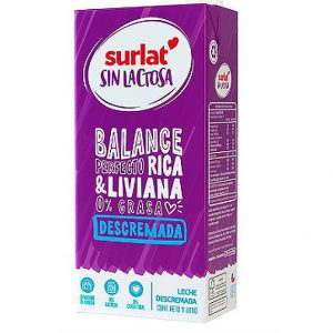 Leche Descremada sin lactosa Surlat 1 litro