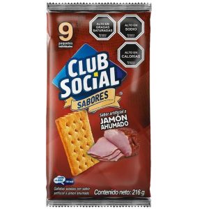 Galleta club social jamón ahumado pack x9